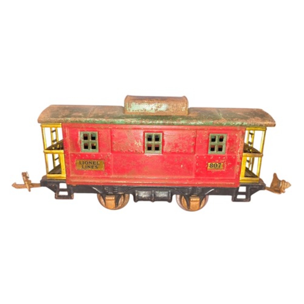 Lionel Lines Prewar 807 Caboose O Gauge 1927-1940 Tin Red Body Green Roof - Wear